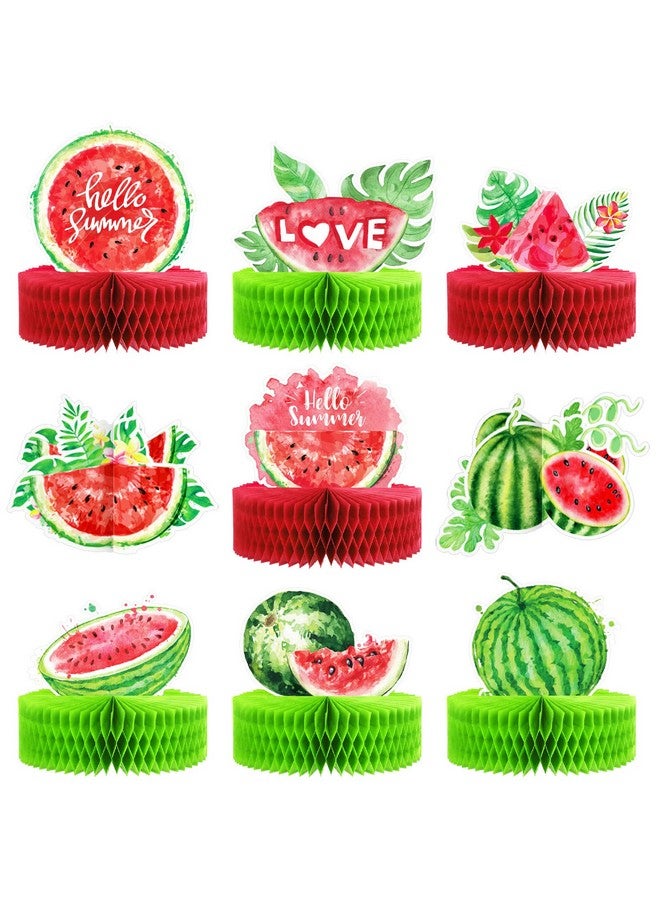 Tinlade 9 Pcs Watermelon Honeycomb Centerpiece Watermelon Party Decorations Summer Fruit Supplies Watermelon Party Supplies 3D Watermelon Table Decorations For Baby Shower Summer Party Decorations Photo Props - Image 2