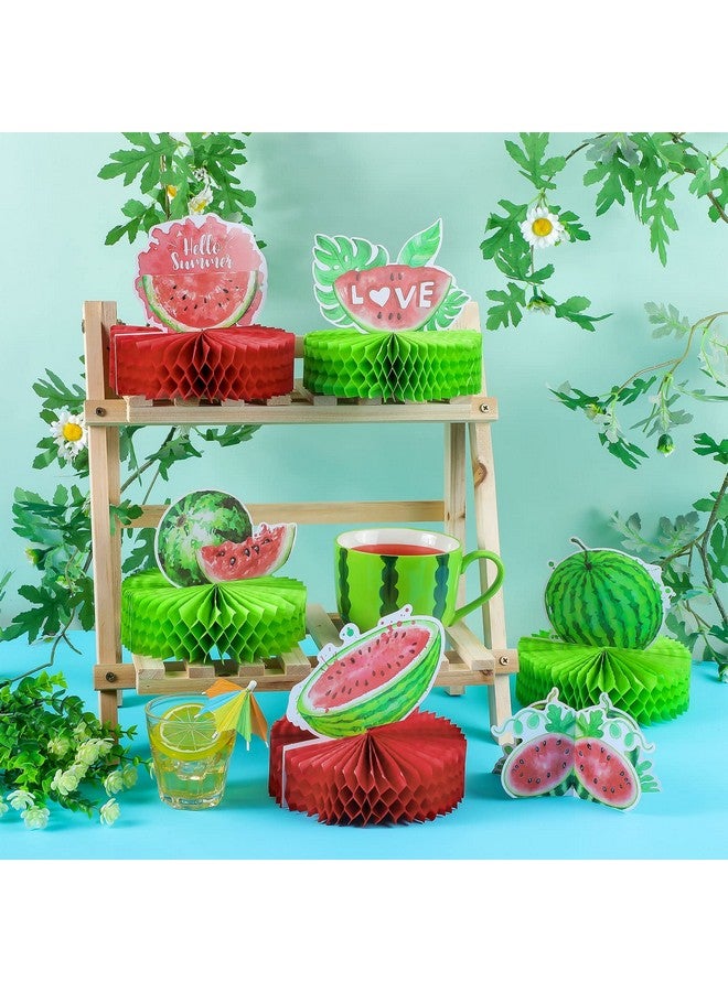 Tinlade 9 Pcs Watermelon Honeycomb Centerpiece Watermelon Party Decorations Summer Fruit Supplies Watermelon Party Supplies 3D Watermelon Table Decorations For Baby Shower Summer Party Decorations Photo Props - Image 5