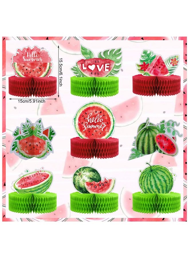 Tinlade 9 Pcs Watermelon Honeycomb Centerpiece Watermelon Party Decorations Summer Fruit Supplies Watermelon Party Supplies 3D Watermelon Table Decorations For Baby Shower Summer Party Decorations Photo Props - Image 3