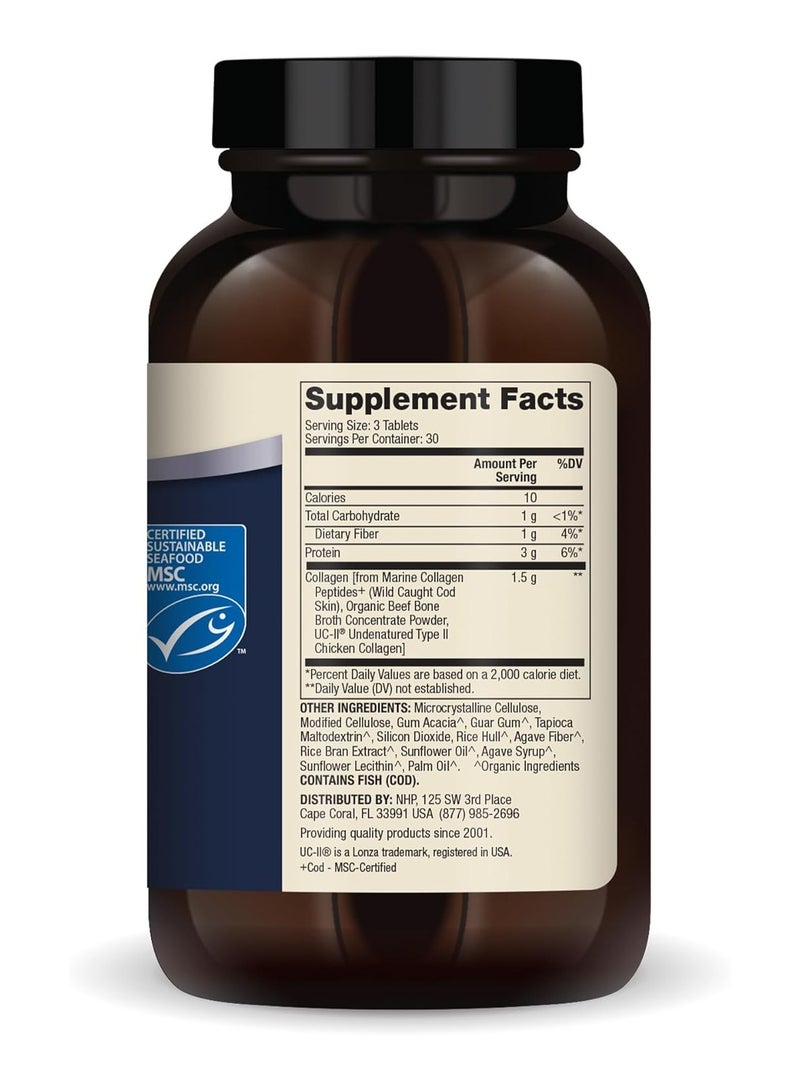 Dr. Mercola Collagen Complex Type I II III Wild Caught MSC Certified, Grass fed beef Bone Broth Respponsibly Sourced Chicken - Dietary Supplement 90 Tablets - Image 2