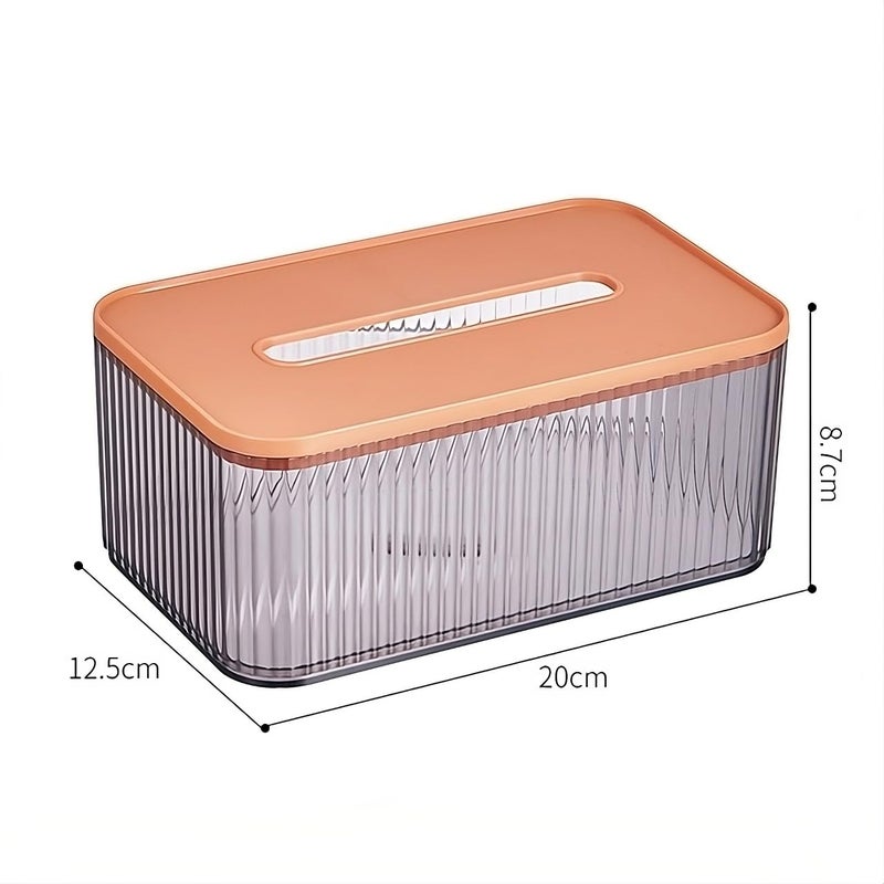 oddpod Fluted Acrylic Tissue Holder BoxTranslucent Napkin Storage Dispenser for Office Home Restaurant Salon Rust Orange - Image 3