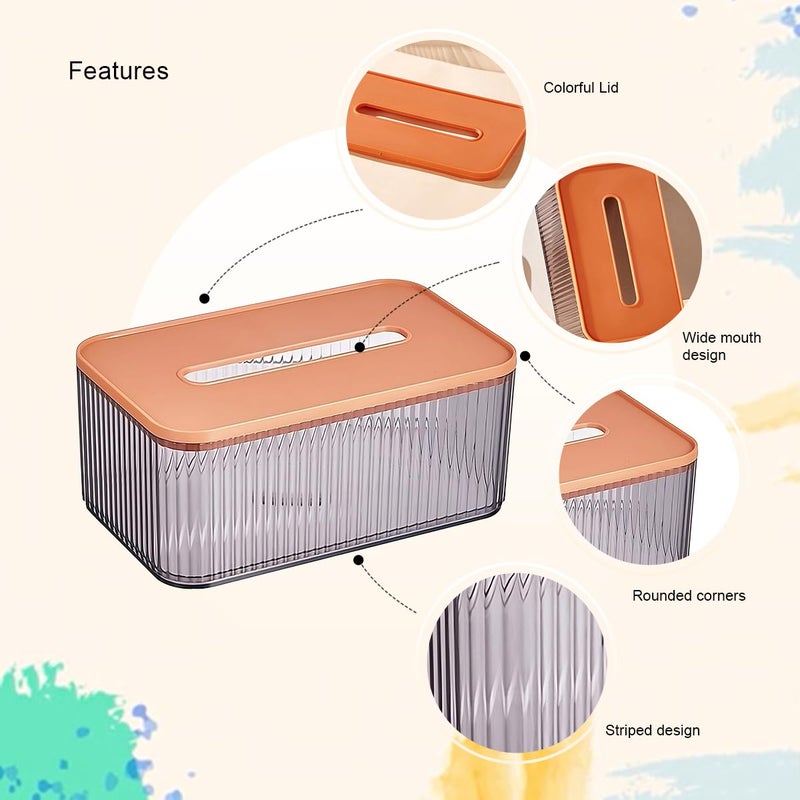 oddpod Fluted Acrylic Tissue Holder BoxTranslucent Napkin Storage Dispenser for Office Home Restaurant Salon Rust Orange - Image 4