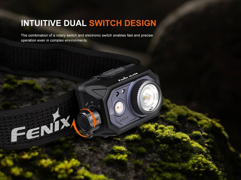 Fenix HL45R 1000 Lumen Adjustable Beam Headlamp Rechargeable AAA Dual Fuel Gesture Sensing FloodlightSpotlight Red Light with EdisonBright Battery Carrying case - Image 4