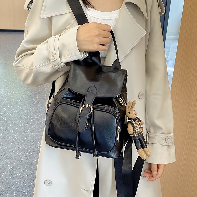 Soft Leather Texture New Backpack Korean Style Casual Fashion Backpack Versatile Large Capacity Student Mummy Backpack - Image 4