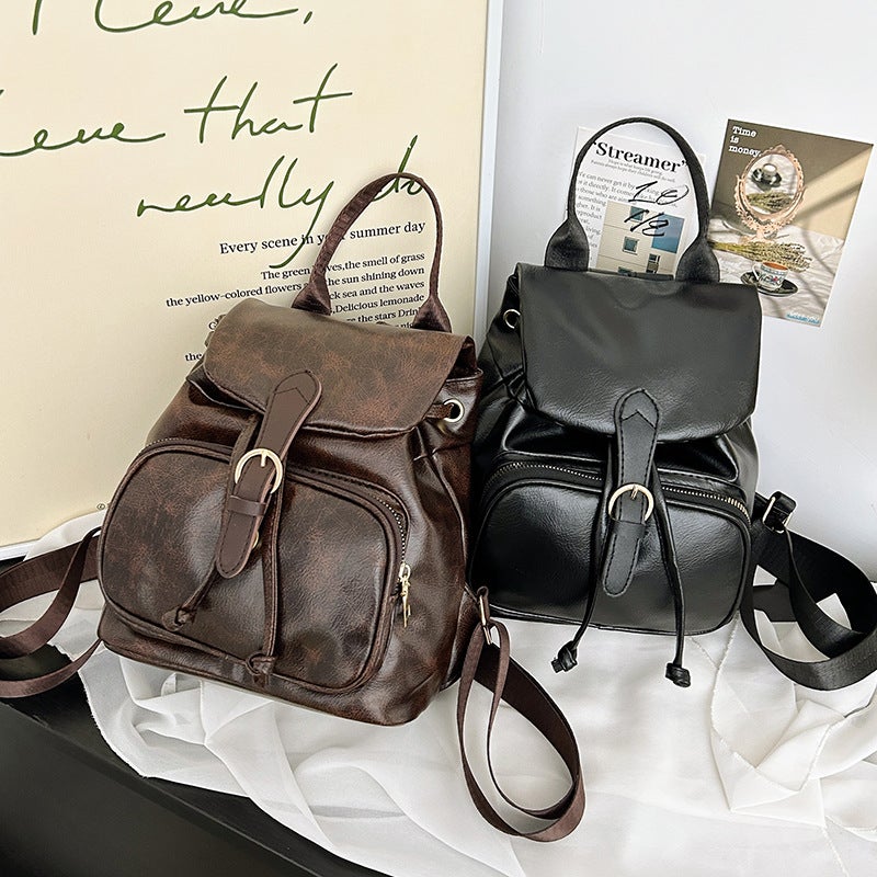 Soft Leather Texture New Backpack Korean Style Casual Fashion Backpack Versatile Large Capacity Student Mummy Backpack - Image 2