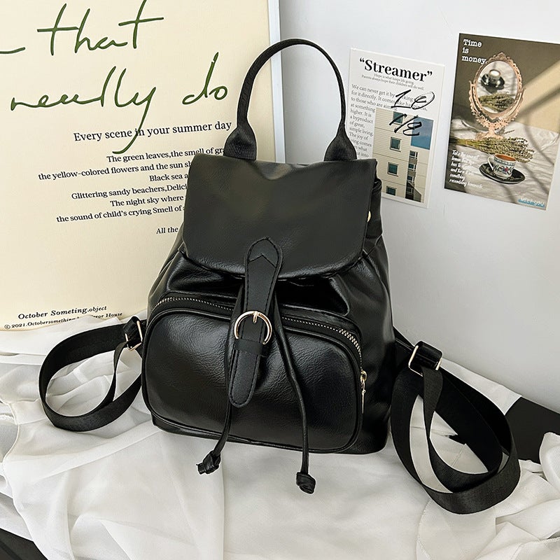 Soft Leather Texture New Backpack Korean Style Casual Fashion Backpack Versatile Large Capacity Student Mummy Backpack - Image 1