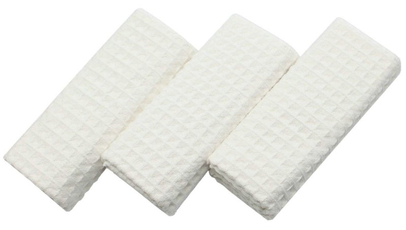 VeraSong Waffle Weave Kitchen Drying Towels - Thick Microfiber, Absorbent, Lint Free 16Inch x 24Inch 3 Pack Beige - Image 3