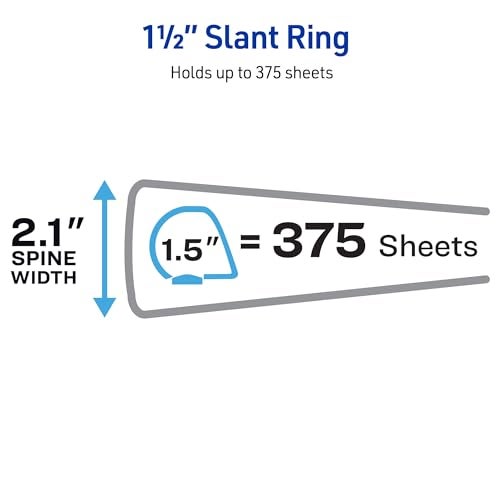 Avery Durable View 3 Ring Binders, 1.5 Inch Slant Rings, 375-Sheet Capacity, DuraHinge, 2.1 Inch Wide Spine, Customizable Clear Covers and Spine, 1 Blue Binder (17024) - Image 4