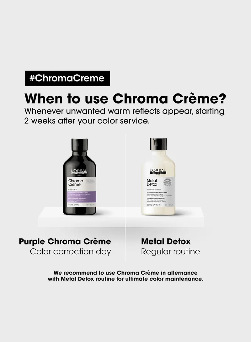 L'Oréal Professionnel Chroma Creme Purple Pigmented Shampoo - For Neutralizing Blonde Hair