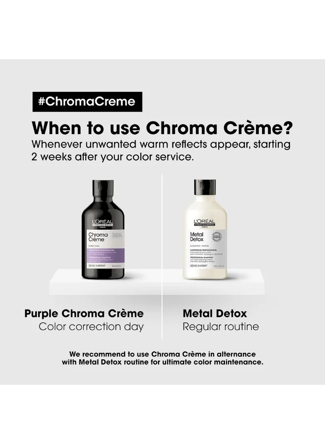 L'Oréal Professionnel Chroma Creme Purple Pigmented Shampoo - For Neutralizing Blonde Hair