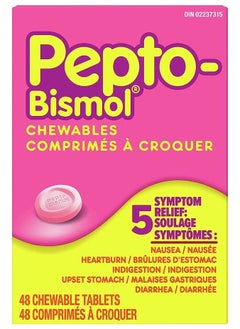 Pepto Bismol Chewables Diarrhea Relief Heartburn Nausea Indigestion Upset Stomach Original Flavour 48 Count  - Image 1