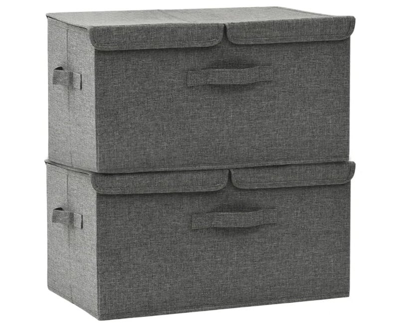 Premium Fabric Clothes Organizer Box Set - Heavy-Duty Large Foldable Linen Storage Bins - Durable High-Density Wardrobe Storage Cubes with Removable Divider & Reinforced Carry Handles (Sleek Modern Heather Grey Stackable Design, 2-Piece Bulk Pack) - Manual Home Wardrobe Closet Sorting Convenience & Residential Facility Asset Management Template