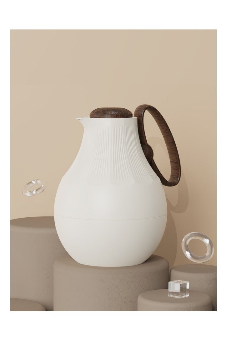 GAZELLA Plastic Tea/Coffee Flask 1 Liter White/Brown With Borosilicate Glass Inside - Image 1