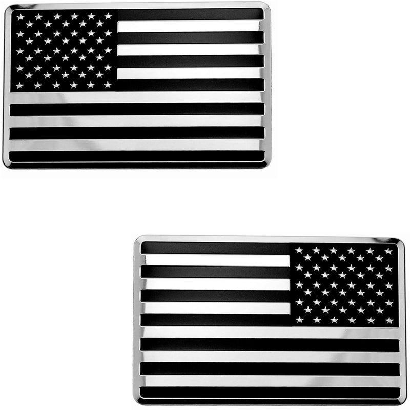 علم معدني من الفولاذ المقاوم للصدأ LFPartS USA مزخرف للسيارات والشاحنات 312 x 2 أسود كروم مجموعة يسار يمين