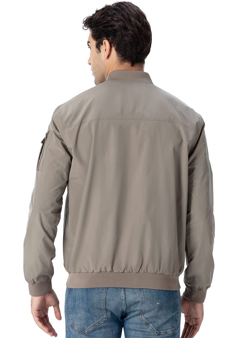 Gopune Men's Lightweight Bomber Jacket Outdoor Baseball Windbreaker Fashion Jacket Khaki,L - Image 4
