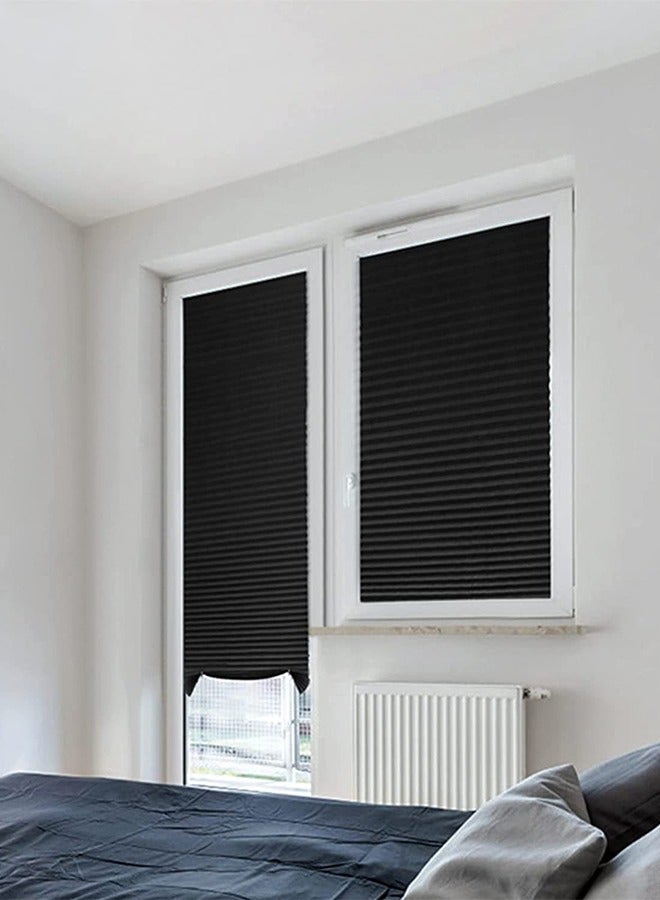 DUNISO Blackout Blind, self adhesive louver pleated curtain, portable non perforated semi blackout roller blind, suitable for bedrooms, kitchens, balconies, offices, bathrooms, 90 * 180cm, black  - Image 3