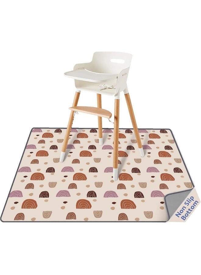 Blissful Diary Baby Splat Mat for Under High Chair, 51 x 51 Inch Boho Splash, Waterproof and Washable Spill Mat, Anti-Slip Floor Protector - Image 1