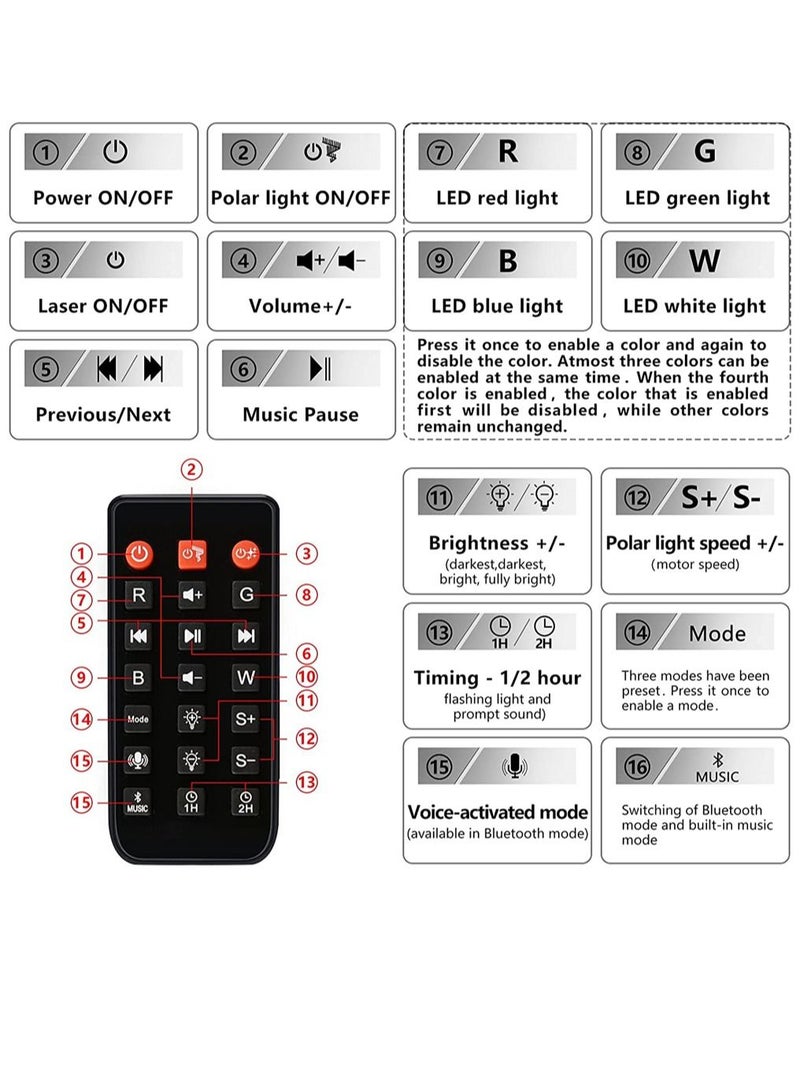 Arabest Aurora Star Sky Projector Lamp with Bluetooth Music Speaker LED Night Light for Room Decor Black - Image 3