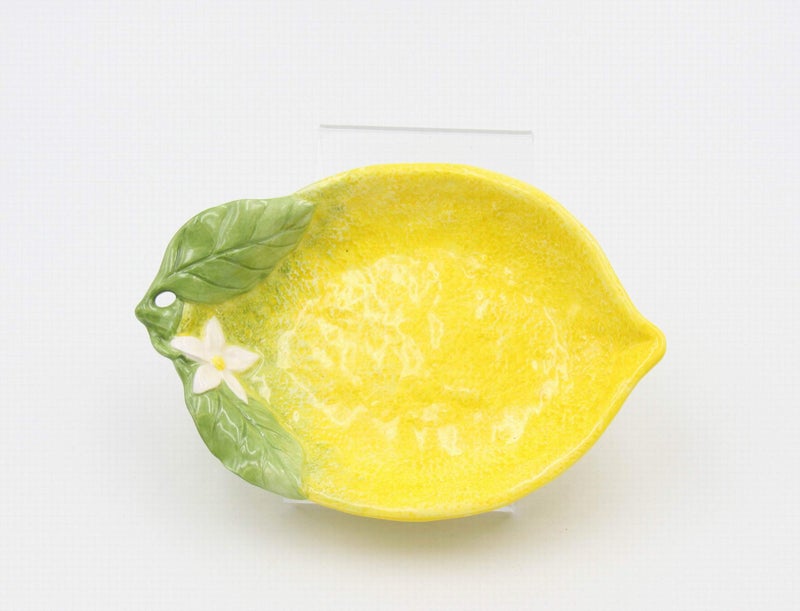 Cosmos Gifts Fine Ceramic Lemon Hill Lemon with White Lemon Flower Design Candy Dish Set of 2 2 pcs Set 678