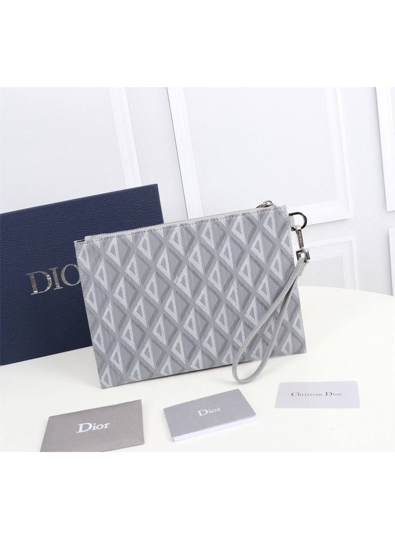 DIOR women's CD Diamond Canvas Pouch with Wristlet - Dior Grey - Image 1