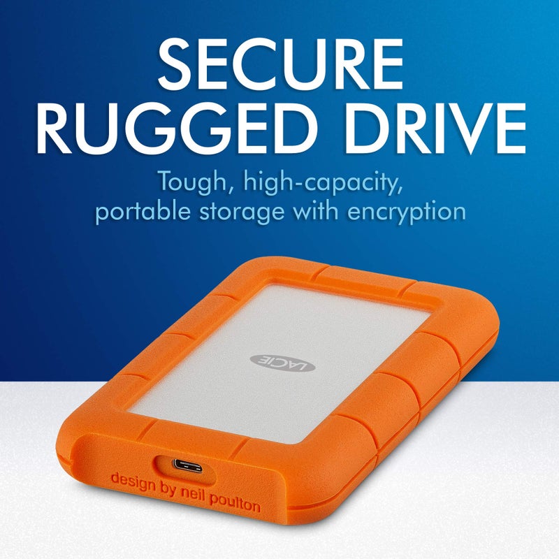 LaCie Rugged Secure 2TB External Hard Drive Portable HDD â€“ USB-C USB 3.0 Drop Shock Dust Rain Resistant Computer Desktop Workstation Laptop Hardware Encryption, 1 Month Adobe CC (STFR2000403) - Image 2