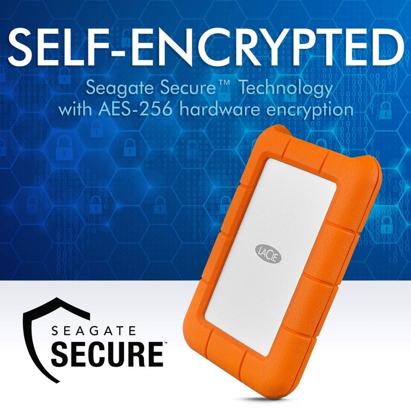 LaCie Rugged Secure 2TB External Hard Drive Portable HDD â€“ USB-C USB 3.0 Drop Shock Dust Rain Resistant Computer Desktop Workstation Laptop Hardware Encryption, 1 Month Adobe CC (STFR2000403) - Image 3