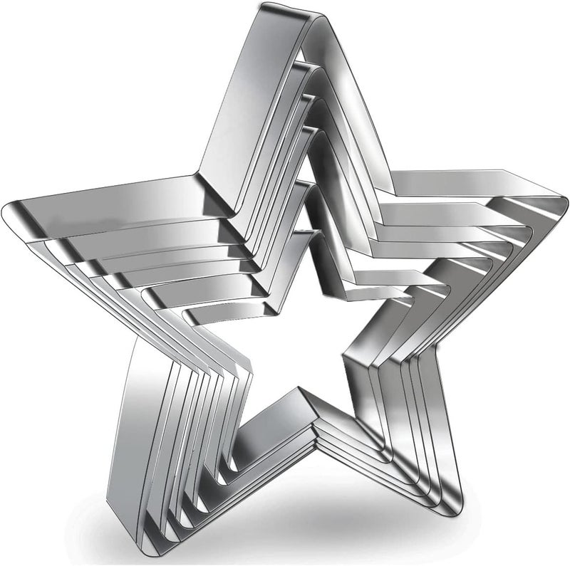 TTSAM 6 Pieces Star Cookie Cutters Set - Stainless Steel Five-Pointed Shaped Cutter, Biscuit Molds, Fondant Cake Cheese Cutter, Pastry Mold Bakeware Tools - Christmas Gifts (Assorted Sizes) - Image 1