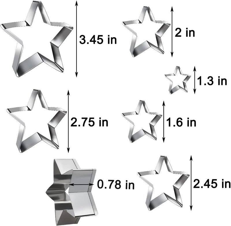 TTSAM 6 Pieces Star Cookie Cutters Set - Stainless Steel Five-Pointed Shaped Cutter, Biscuit Molds, Fondant Cake Cheese Cutter, Pastry Mold Bakeware Tools - Christmas Gifts (Assorted Sizes) - Image 5