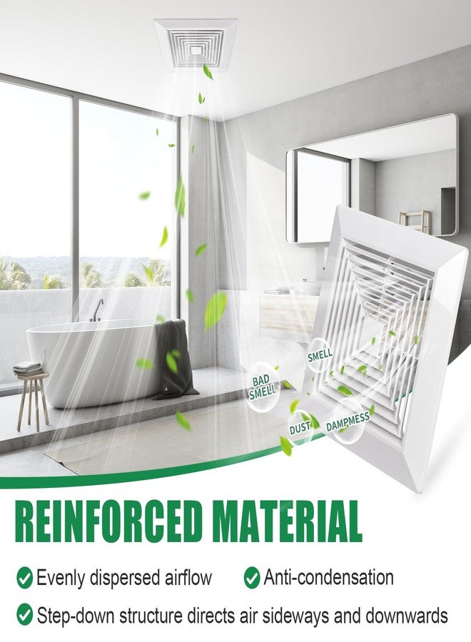 PTLEVYN Bathroom exhaust fan Cover White plastic with spring grille Square Ceiling Ventilation cover Replace Exhaust Fan Cover Ceiling Exhaust Fan Accessories Quick disassembly design (1 Pc 12x12inch) - Image 4