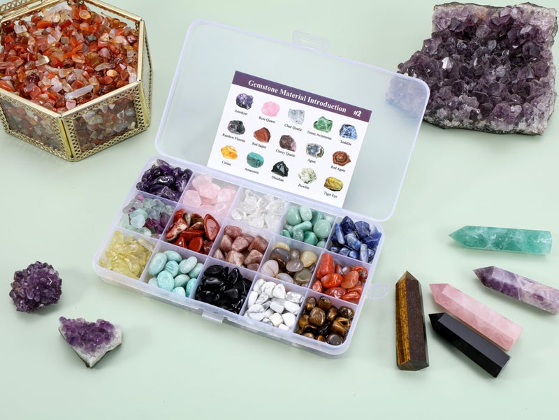CrystalTears Assorted Healing Stones Crystals Bulk Tumbled Polished Stone Chips Natural Chakra Quartz Crystal Gemstones for Reiki Meditation Therapy Beginners Home Decor Christmas Gift - Image 2