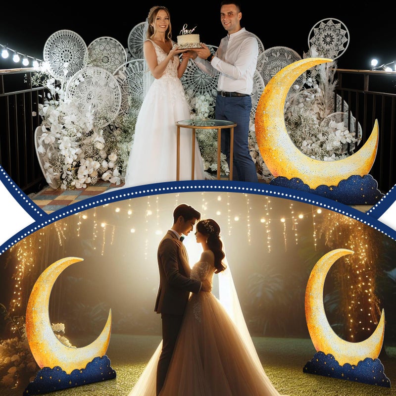 Leinuosen 5 Ft Moon Starry Night Party Decorations Crescent Moon Cardboard Stand up Cutout Large Life Size Twinkle Little Backdrop Prom Party Photo Prop Standup for Movie Night Birthday Homecomings - Image 4