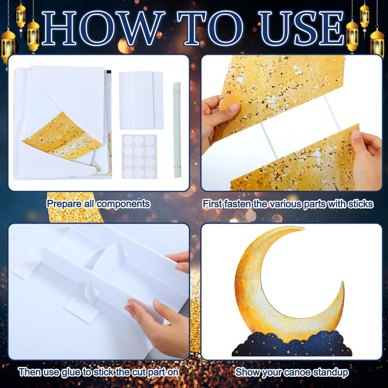 Leinuosen 5 Ft Moon Starry Night Party Decorations Crescent Moon Cardboard Stand up Cutout Large Life Size Twinkle Little Backdrop Prom Party Photo Prop Standup for Movie Night Birthday Homecomings - Image 3