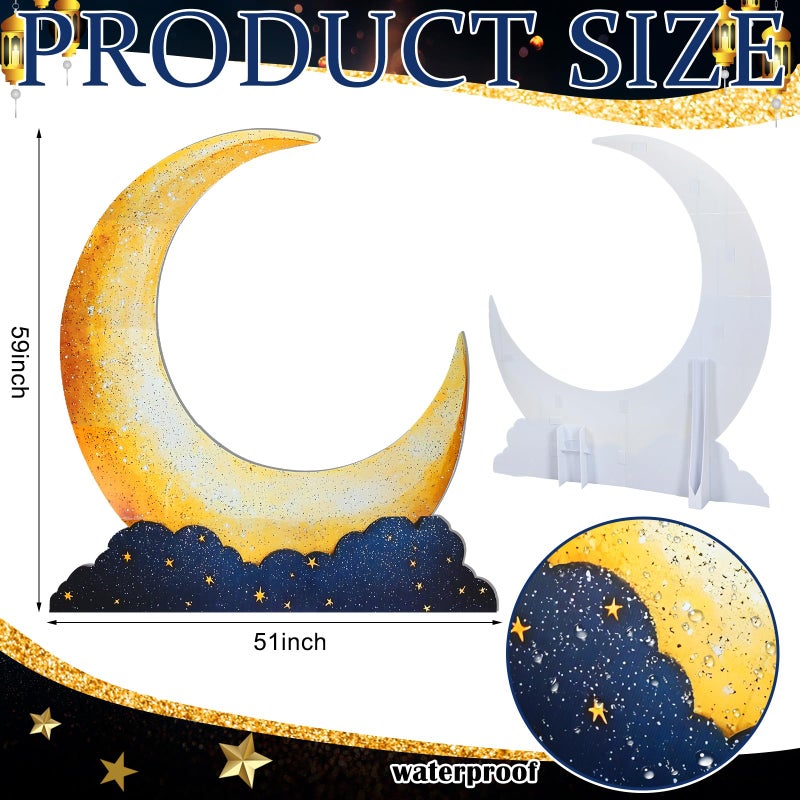 Leinuosen 5 Ft Moon Starry Night Party Decorations Crescent Moon Cardboard Stand up Cutout Large Life Size Twinkle Little Backdrop Prom Party Photo Prop Standup for Movie Night Birthday Homecomings - Image 2