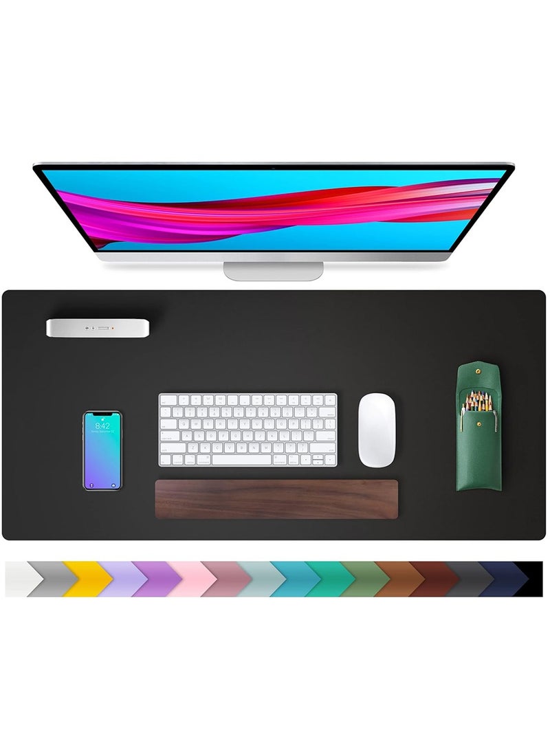 Leather Desk Pad Protector, Mouse Pad, Office Desk Mat, Non-Slip PU Leather Desk Blotter, Laptop Desk Pad, Waterproof Desk Writing Pad for Office and Home (800 * 400mm) Black  - Image 1
