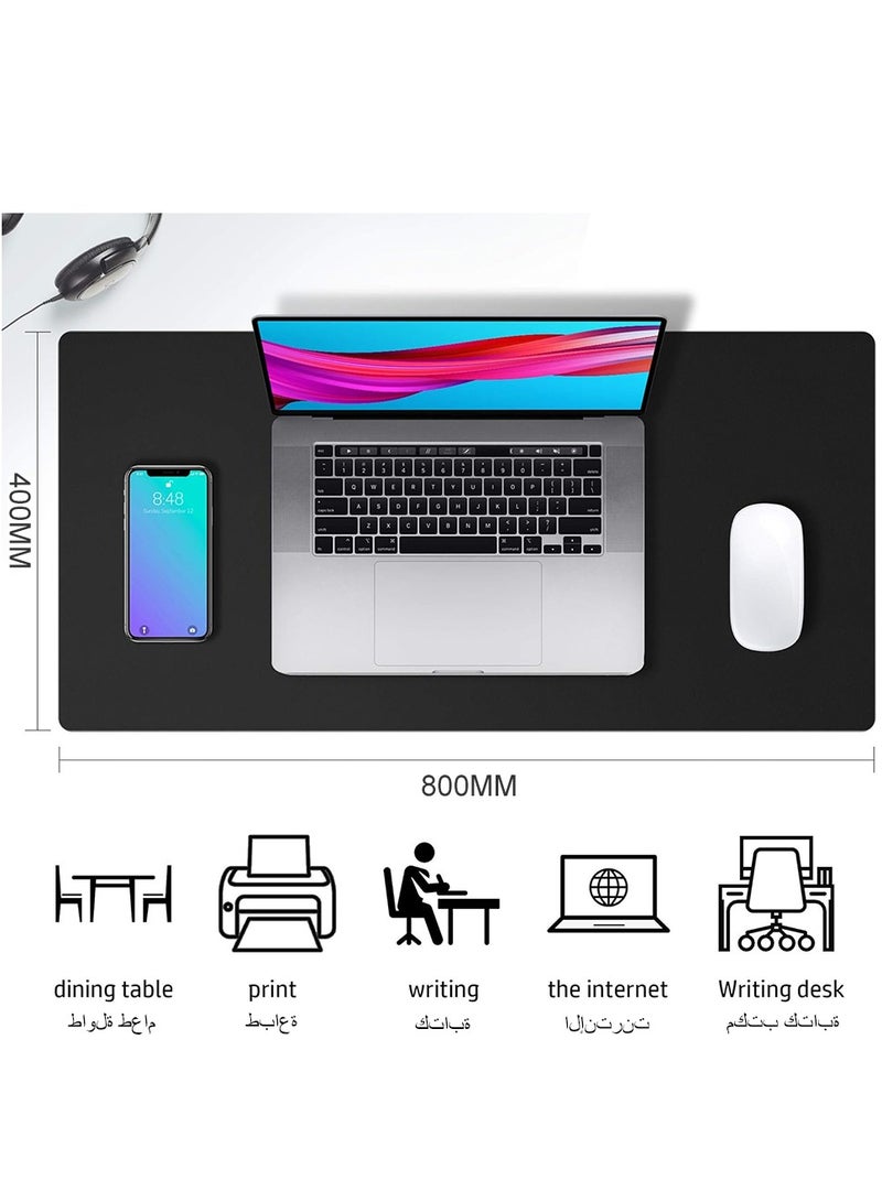 Leather Desk Pad Protector, Mouse Pad, Office Desk Mat, Non-Slip PU Leather Desk Blotter, Laptop Desk Pad, Waterproof Desk Writing Pad for Office and Home (800 * 400mm) Black  - Image 4