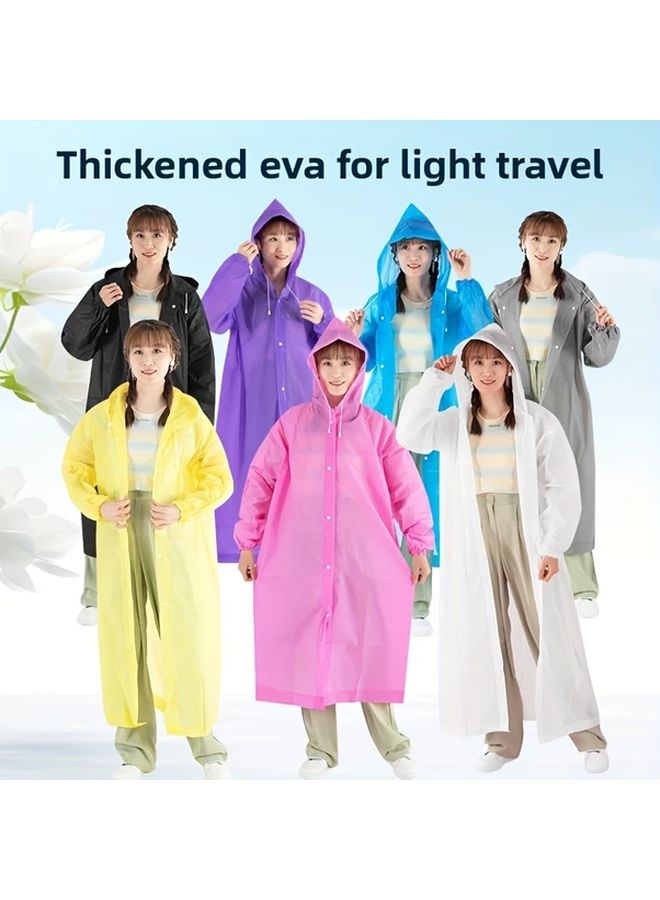 Yellow Reusable EVA Raincoat For Adults Lengthened Thickened One Piece Anti Fouling Portable Outdoor Travel - Image 2