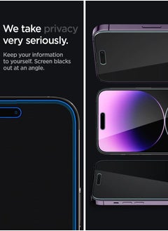 Spigen واقي شاشة Glastr Ez Fit Privacy لهاتف iPhone 14 Pro Max مصنوع من زجاج مقوى ممتاز مع تقنية Auto Align - عبوتان  - Image 3