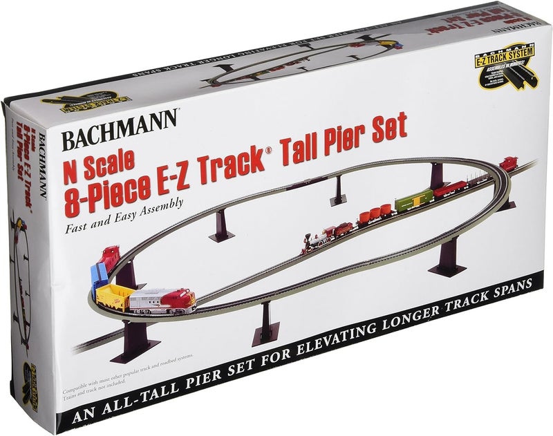 Bachmann Trains Snap-Fit E-Z Track 8 Piece Tall Pier Set - Nickel Silver Rail with Grey Roadbed - N Scale - Image 3