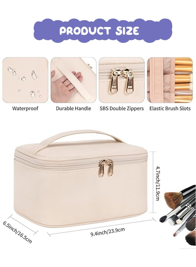 URbazaar Makeup Bag, Portable Cosmetic Bag, Large Capacity Travel Makeup Case Organizer, Black Makeup Bags For Women Toiletry Bag for Girls Traveling With Handle and Divider - Image 2