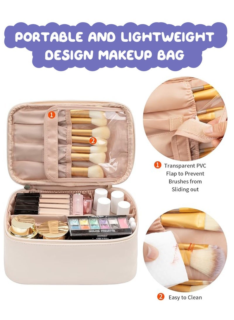 URbazaar Makeup Bag, Portable Cosmetic Bag, Large Capacity Travel Makeup Case Organizer, Black Makeup Bags For Women Toiletry Bag for Girls Traveling With Handle and Divider - Image 5