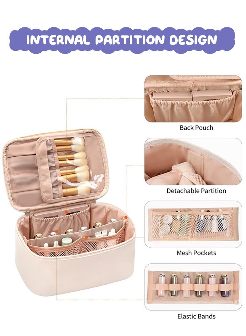 URbazaar Makeup Bag, Portable Cosmetic Bag, Large Capacity Travel Makeup Case Organizer, Black Makeup Bags For Women Toiletry Bag for Girls Traveling With Handle and Divider - Image 4