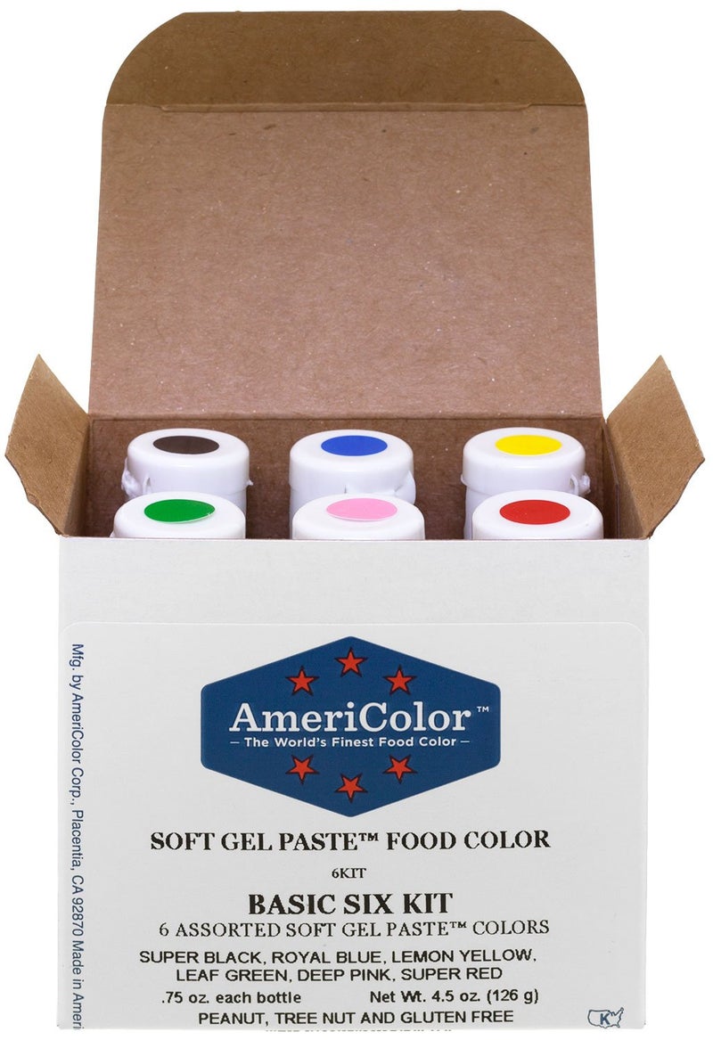 AmeriColor Basic Six Kit Soft Gel Paste Food Color, 0.75 Ounce, 6 Pack Kit - Image 1