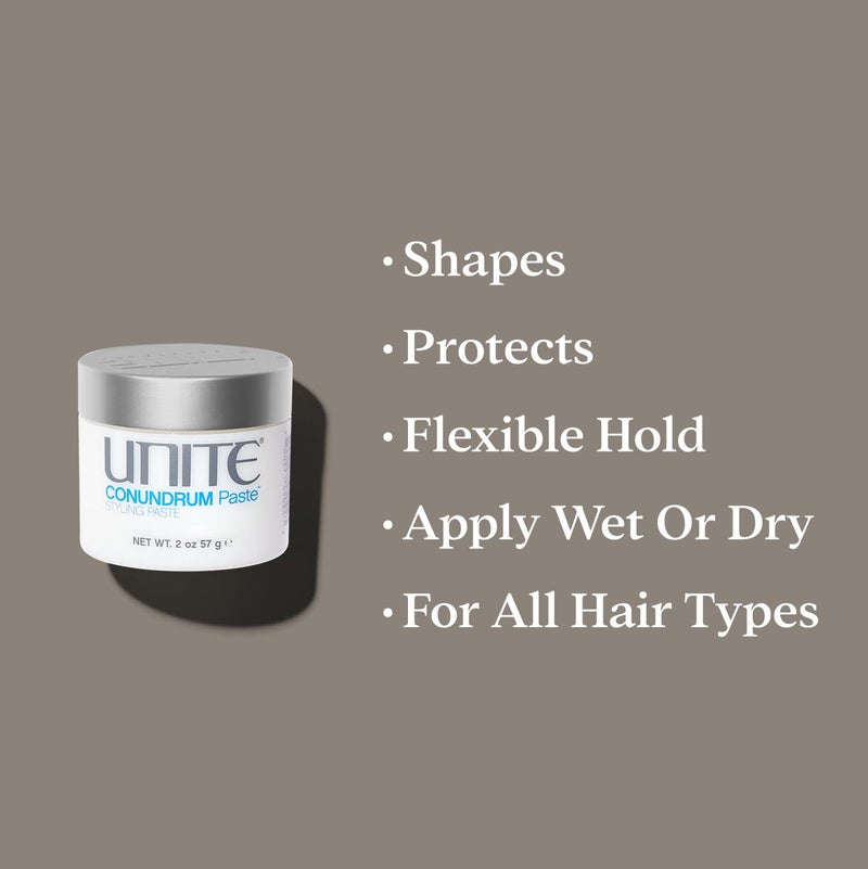UNITE Hair - CONUNDRUM Paste - 3-in-1 Wax, Paste & Cream for Flexible Hold, Texture, and Natural Finish - Ideal for All Hair Types, 2 oz - Image 3