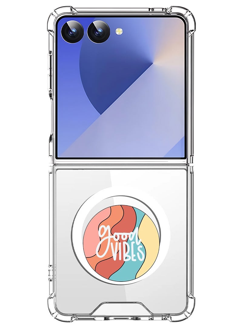 Theodor Magnetic Case for Samsung Galaxy Z Flip 7 Compatible with MagSafe Wireless Charging, Shockproof Phone Bumper Cover Good vibes (2) - Image 1