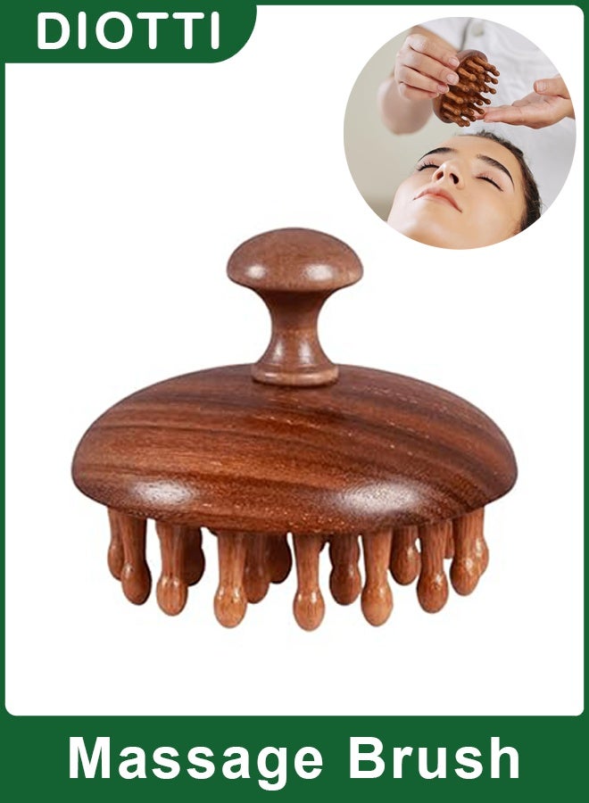 ديوتي فرشاة تدليك فروة الرأس الخشبية، أداة تدليك يدوية للشعر والجسم، فرشاة فك تشابك الشعر الجاف والرطب للرجال والنساء، تصميم طبيعي ومتين. - Image 1