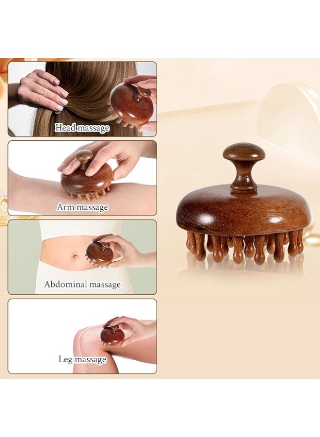 ديوتي فرشاة تدليك فروة الرأس الخشبية، أداة تدليك يدوية للشعر والجسم، فرشاة فك تشابك الشعر الجاف والرطب للرجال والنساء، تصميم طبيعي ومتين. - Image 5