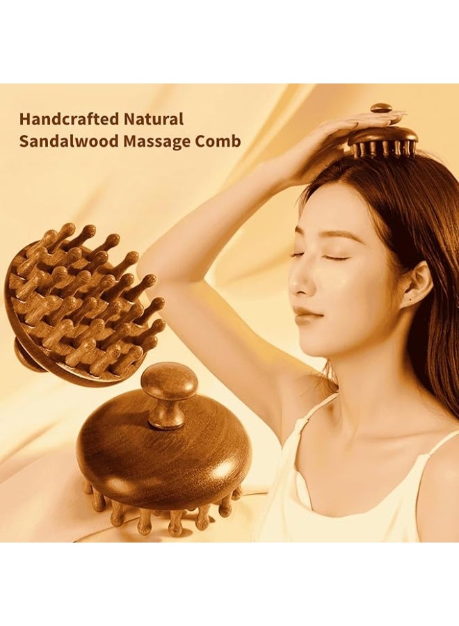 ديوتي فرشاة تدليك فروة الرأس الخشبية، أداة تدليك يدوية للشعر والجسم، فرشاة فك تشابك الشعر الجاف والرطب للرجال والنساء، تصميم طبيعي ومتين. - Image 3