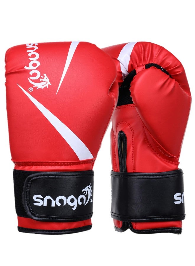 Snaga Vegan Leather Boxing Gloves for Sparring Training, Boxing, Kickboxing, Gym, Muay Thai with Foam Padding, Breathable Mesh, Fight Gloves for Men & Women (Red - White, 10oz) - Image 1
