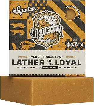 Dr. Squatch Dr Squatch Hufflepuff Soap Harry Potter All Natural Soap Bar for Men Badger Yellow Oats Medium Grit Handmade in USA - Image 1