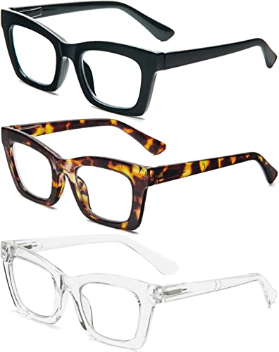 REAVEE 3 Pack Oprah Style Reading Glasses Blue Light Blocking Computer Square Readers for Women with Spring Hinge Anti Glare/Eyestrain 1.5 - Image 2